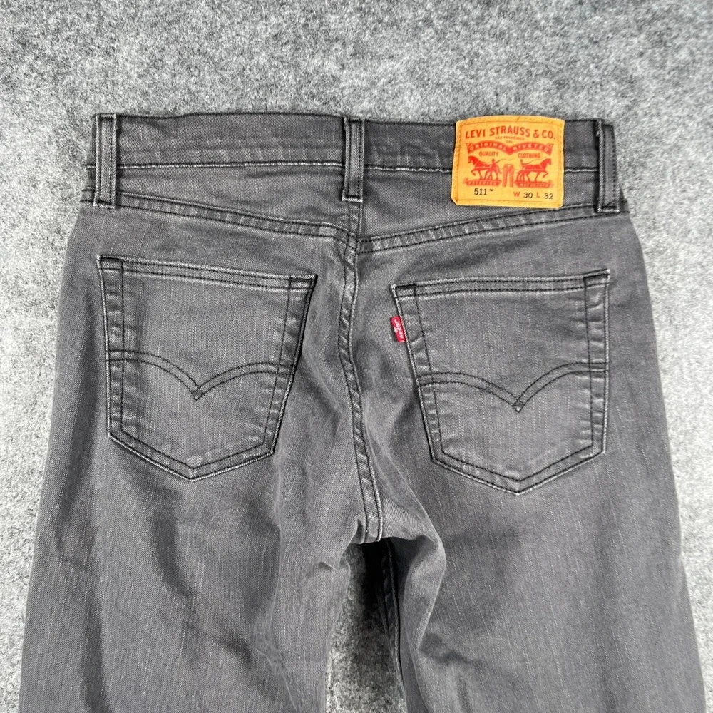 Levis Jeans Men's 30x32 511 Slim Straight Leg Stretch Gray‎ Denim Pants
